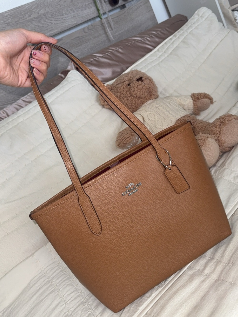 Coach city small tote bag in saddle brown